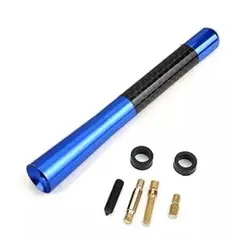GENERICO - Antena Universal Metalica Carbono Auto Adaptadores AZUL