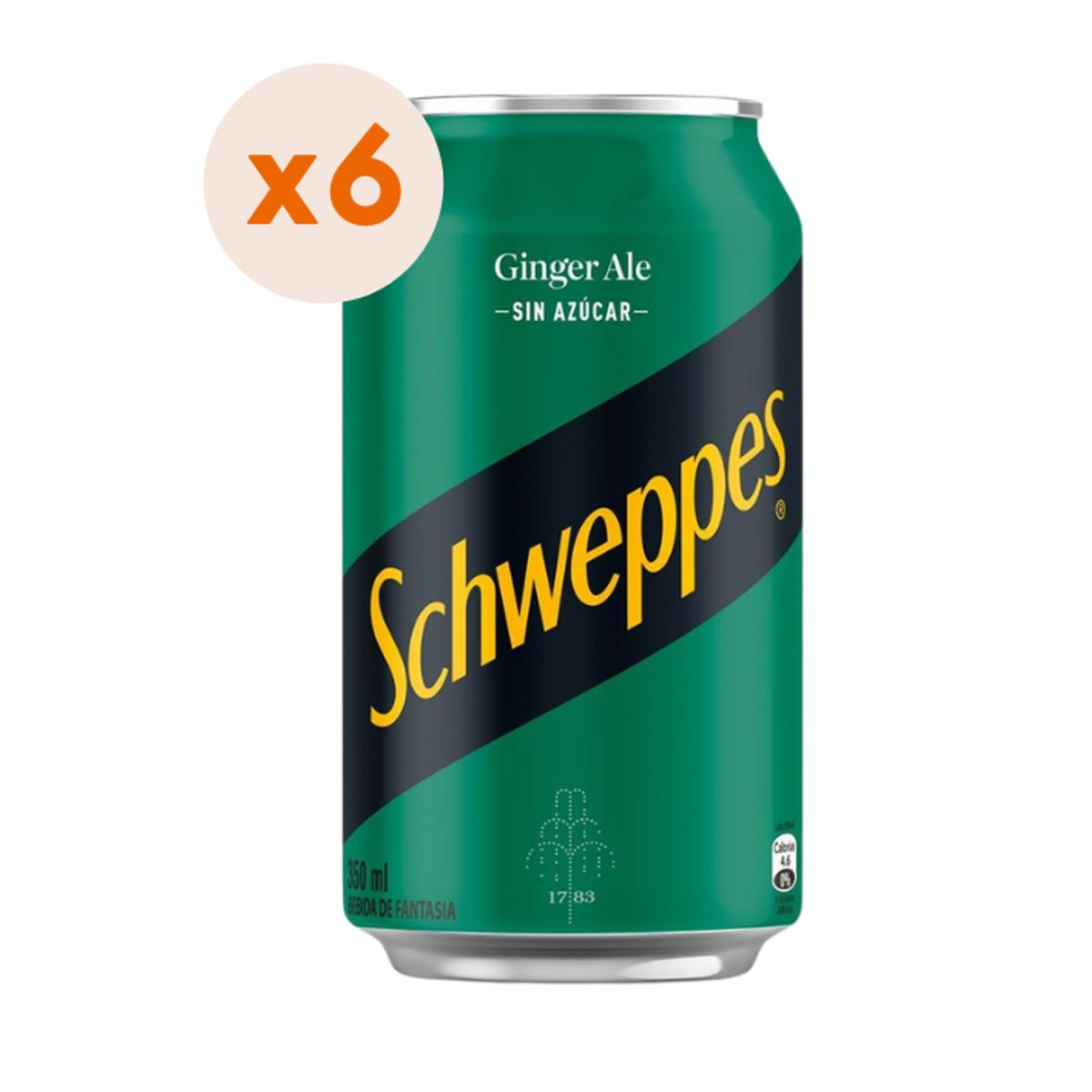 SCHWEPPES - 6x Ginger Ale Schweppes  Zero Lata 350cc