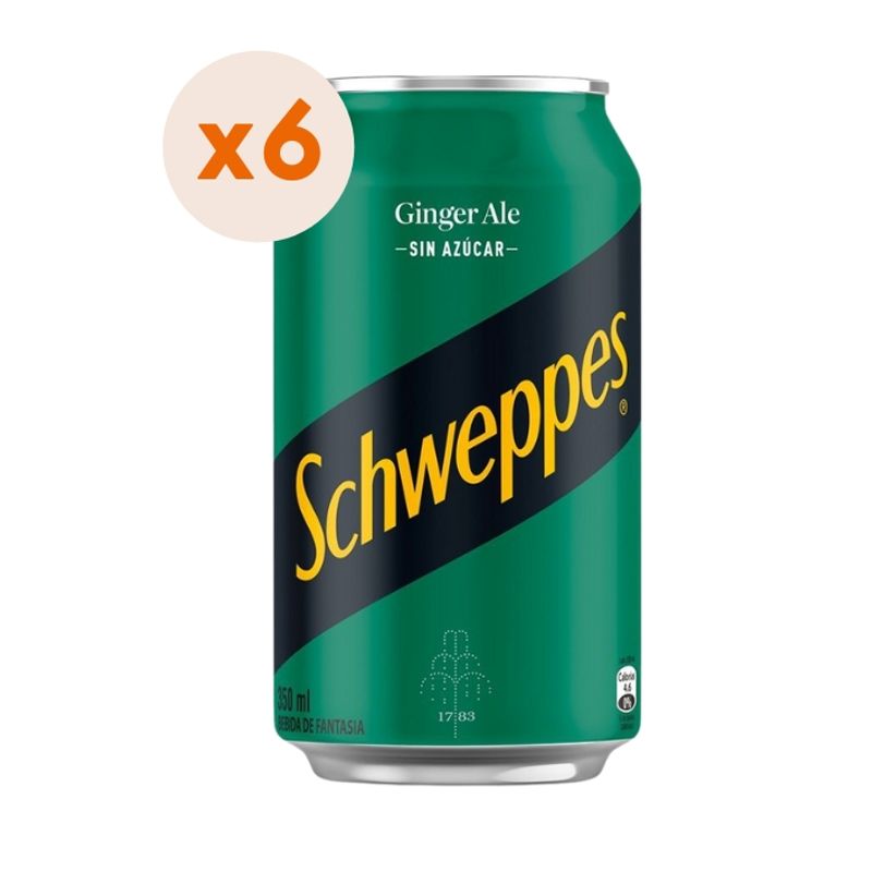 SCHWEPPES - 6x Ginger Ale Schweppes  Zero Lata 350cc