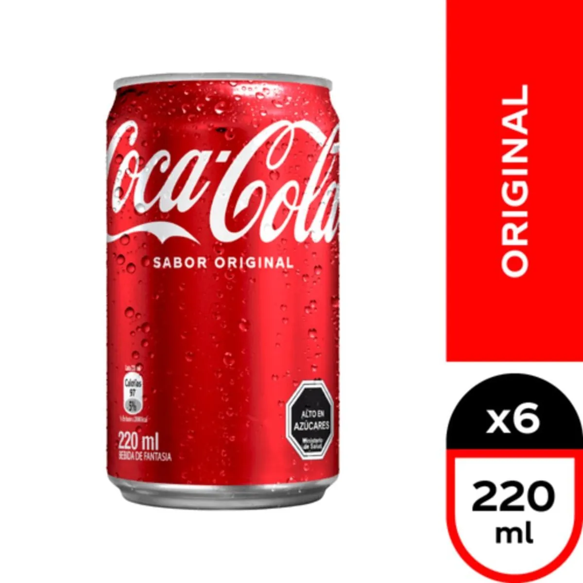 COCA COLA - 6x Bebida Coca Cola Lata 220cc