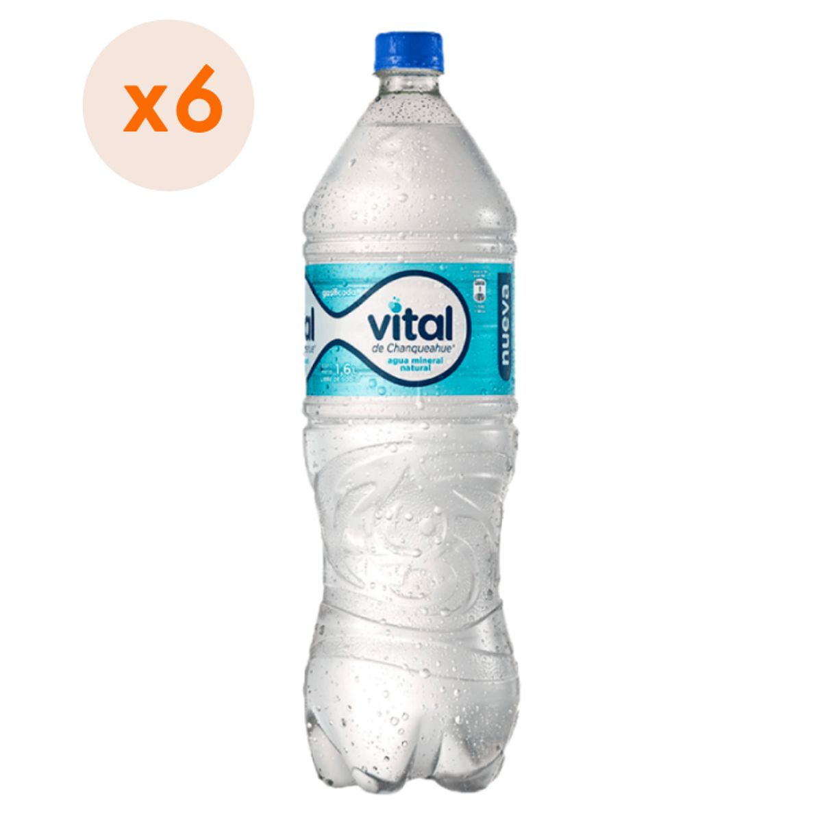 VITAL - 6x Agua Purificada Vital Con Gas 1600cc