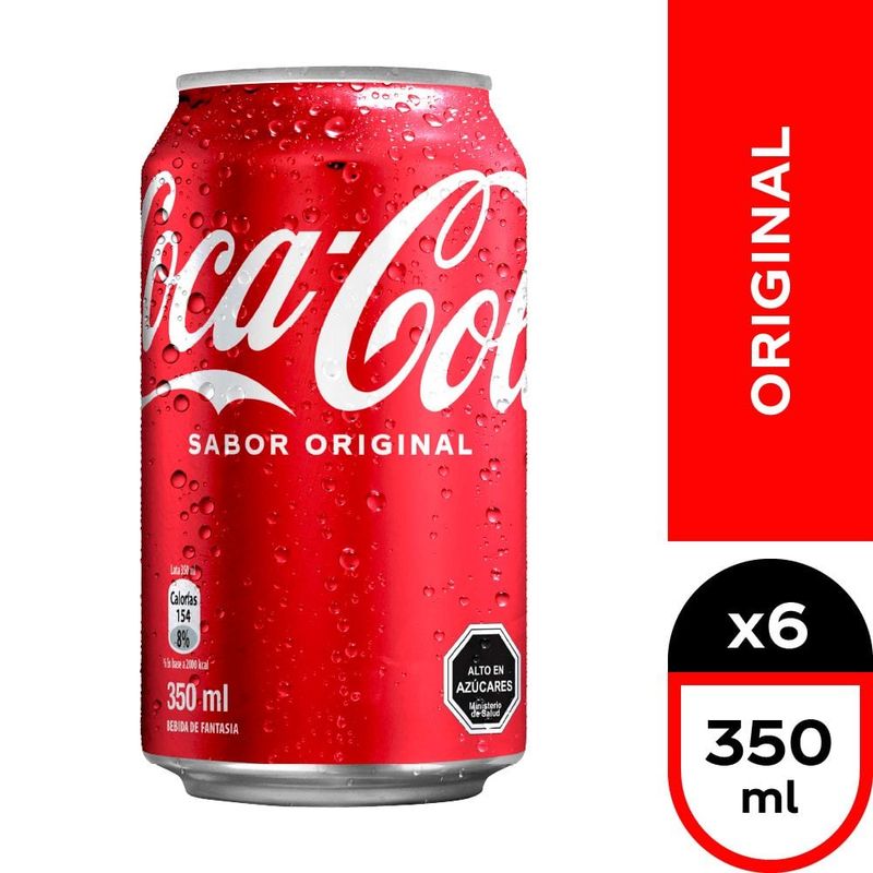 COCA COLA - 6x Bebida Coca Cola Original Lata 350cc