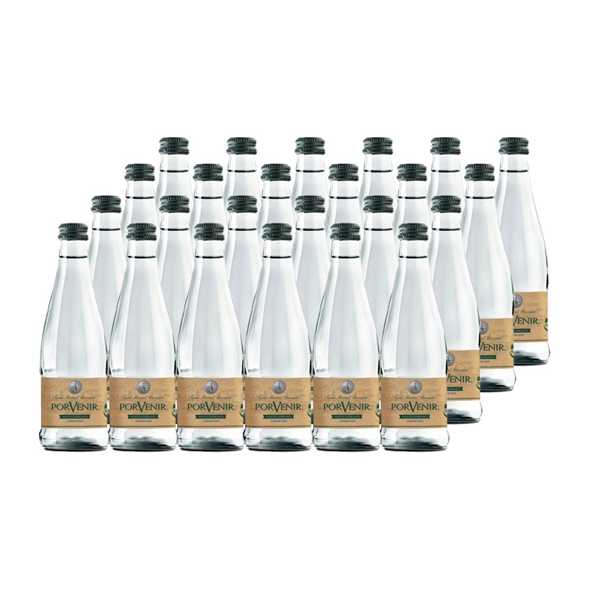 PORVENIR - 24x Agua Mineral Porvenir Con Gas Botella Vidrio 330cc