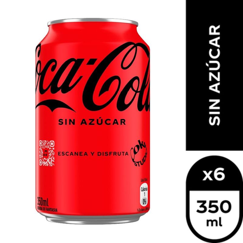 COCA COLA - 6x Bebida Coca Cola Sin Azúcar Lata 350cc