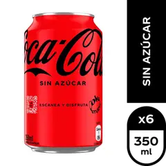 COCA COLA - 6x Bebida Sin Azúcar Lata 350cc