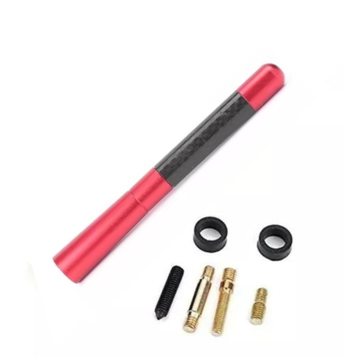 GENERICO - Antena Universal Metalica Carbono Auto  Adaptadores ROJO