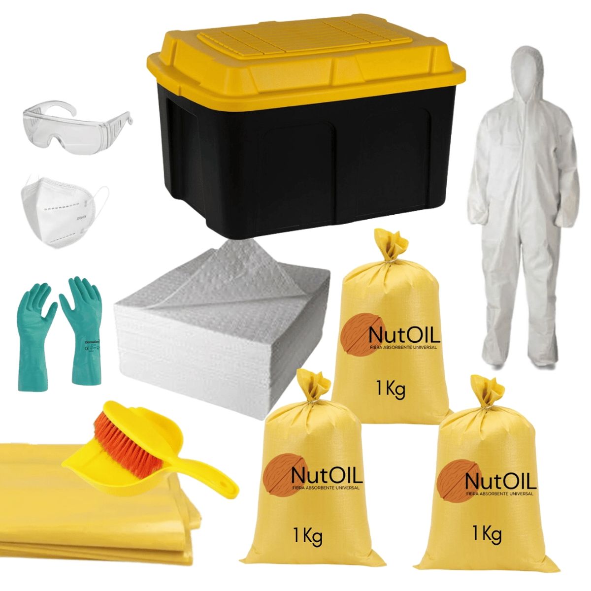 GENERICO - Kit Antiderrame universal basico de 35 Litros Hidrocarburos