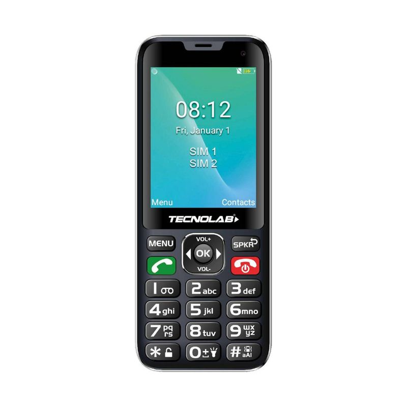 TECNOLAB - Telefono Senior Adulto Mayor 4G Negro Doble SIM Card TL487