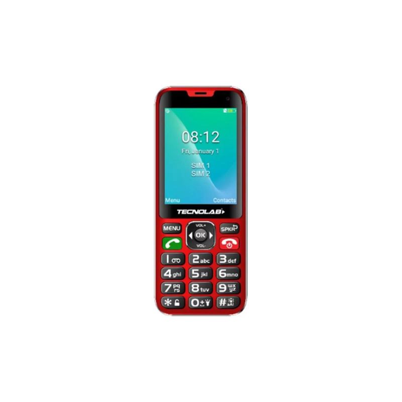 TECNOLAB - Telefono Senior Adulto Mayor 4G Rojo Doble SIM Card TL487