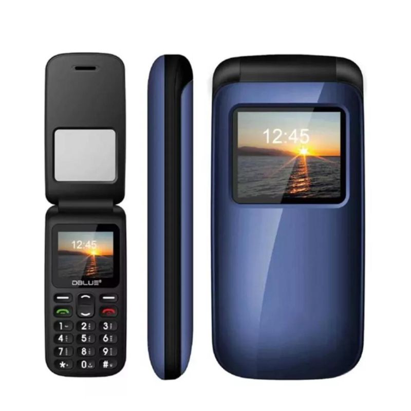 TECNOLAB - Telefono Senior Adulto Mayor Tipo Almeja 4G Azul