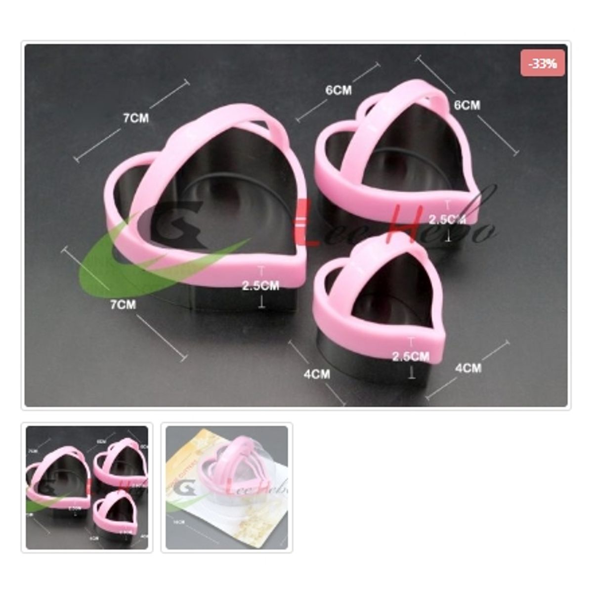 GENERICO - Cortador De Galletas 3 Piezas De Plastico Figura Corazon