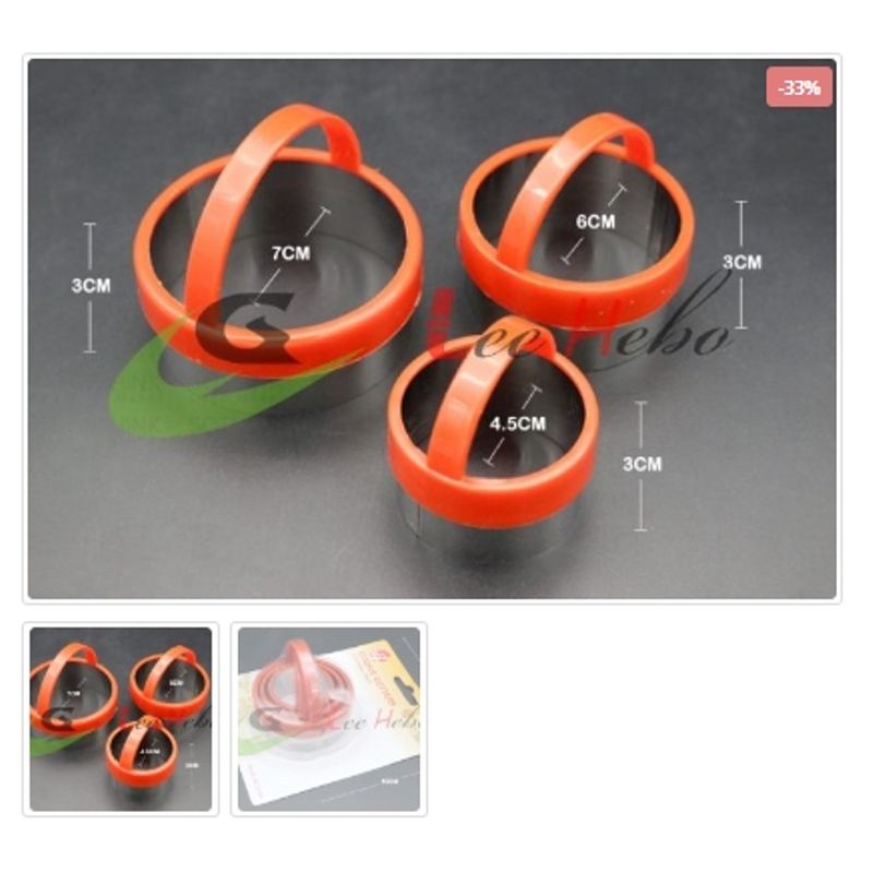 GENERICO - Cortador De Galletas 3 Piezas De Plastico Figura Circulo