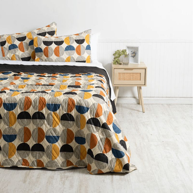 MASHINI - Quilt 1.5 Plazas Microfibra Estampado Circle