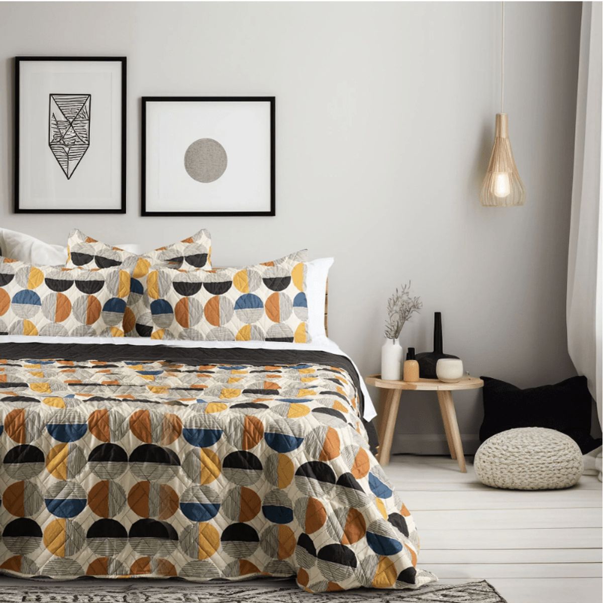 MASHINI - Quilt 1.5 Plazas Microfibra Estampado Circle