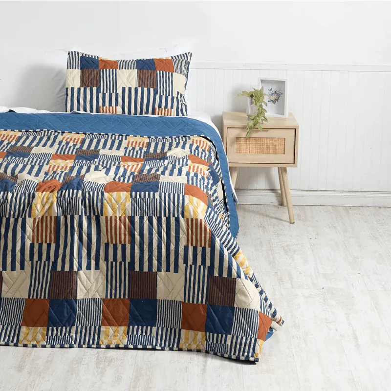 MASHINI - Quilt 2 Plazas Microfibra Estampado Rodano