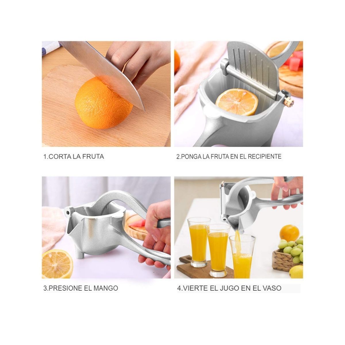 GENERICO - Exprimidor Manual de Aluminio para Jugos Instantáneo