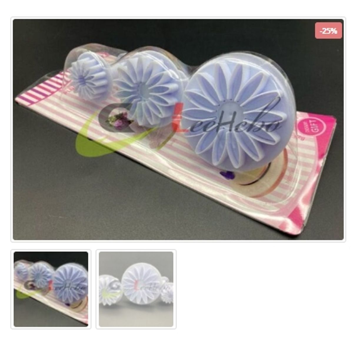 GENERICO - Cortador De Galletas 3 Piezas Plastico Figura Flores