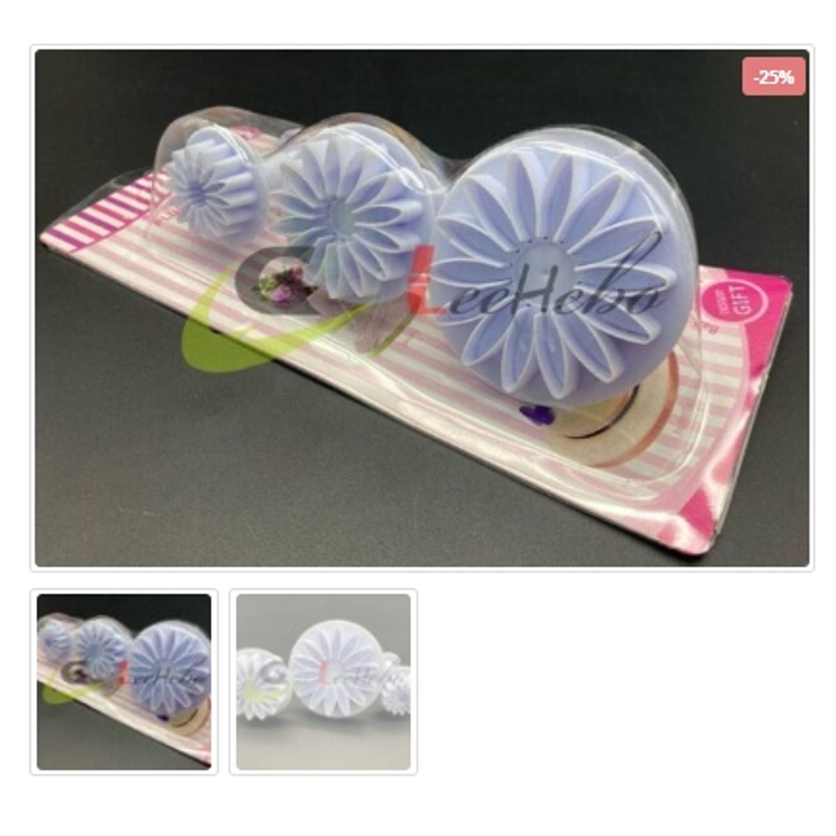 GENERICO - Cortador De Galletas 3 Piezas Plastico Figura Flores