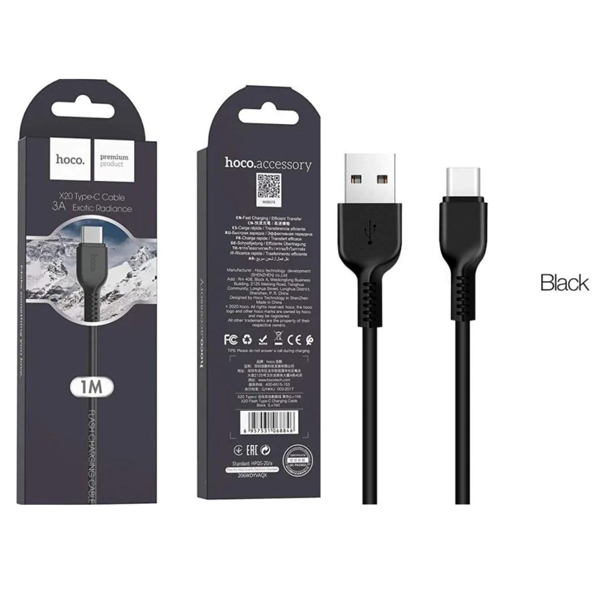 HOCO - Cable tipo C 1 metro 3A Hoco