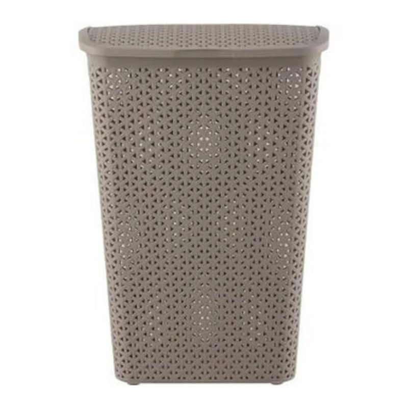REYPLAST - Cesto Para Ropa Bali Ratan Con Tapa 55lts - Marrón