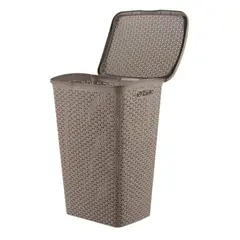 REYPLAST - Cesto Para Ropa Bali Ratan Con Tapa 55lts - Gris