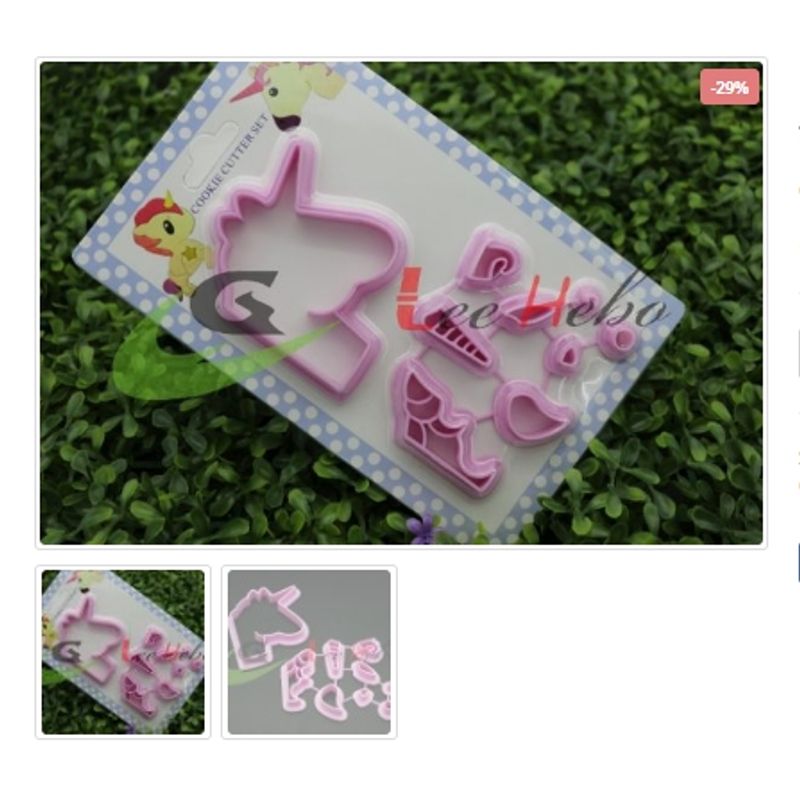 GENERICO - Cortador De Galletas 9 Piezas Plastico Figura Unicornio