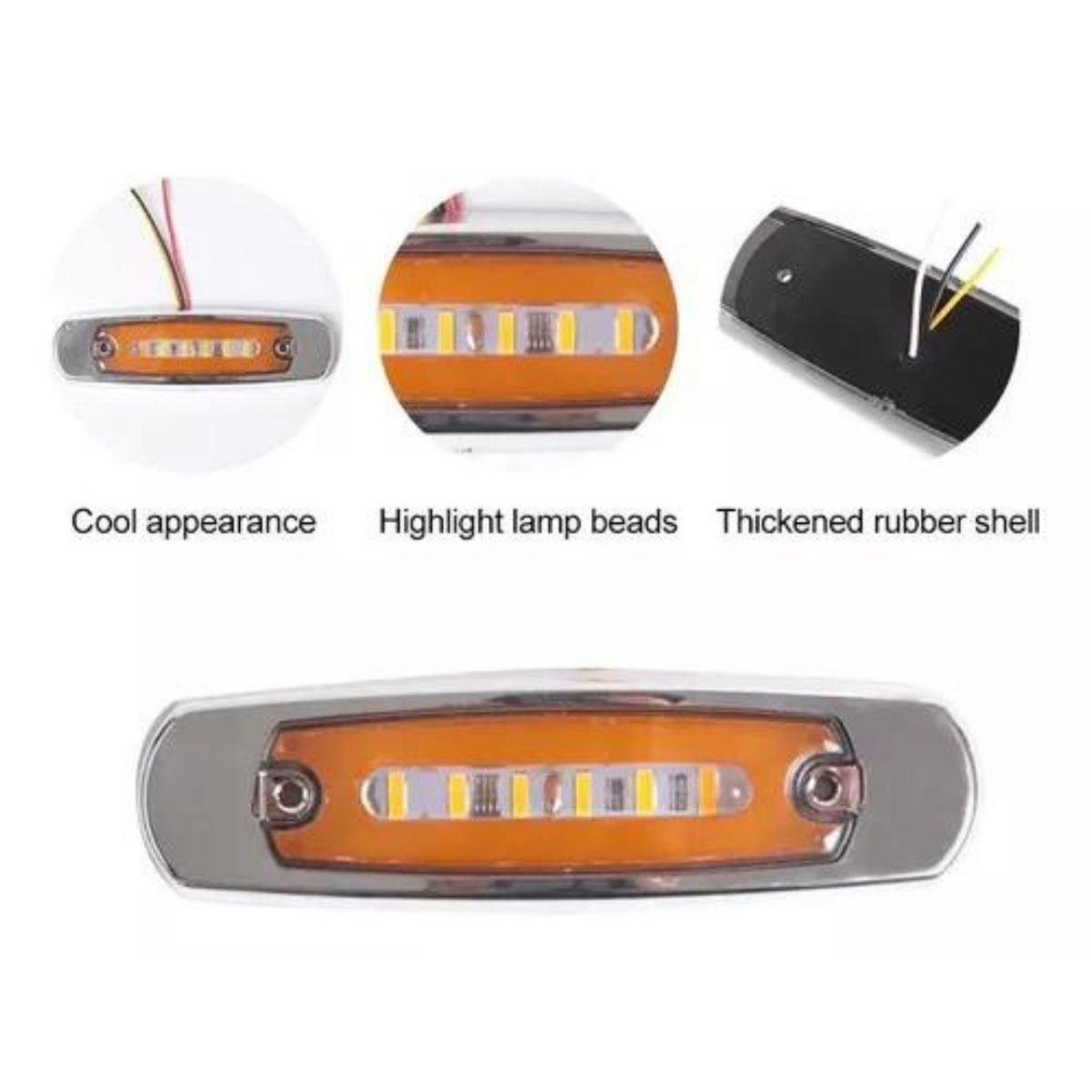 GENERICO - Par Foco Luz Lateral Led Multi-volts 12-24v LUZ AMARILLA