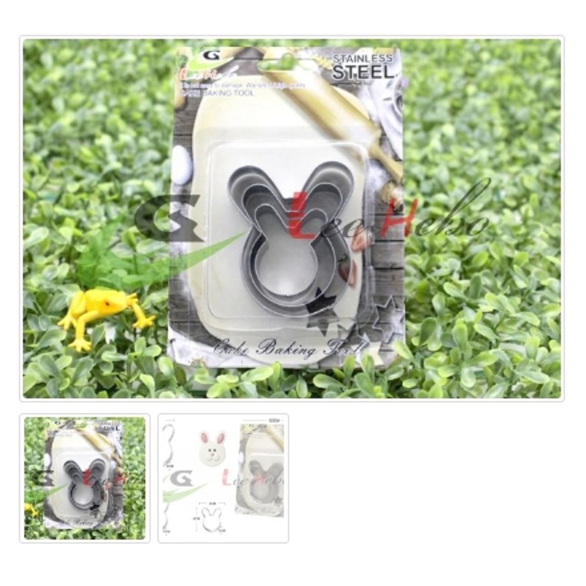 GENERICO - Cortador De Galletas 3 Piezas Metal Figura Conejo