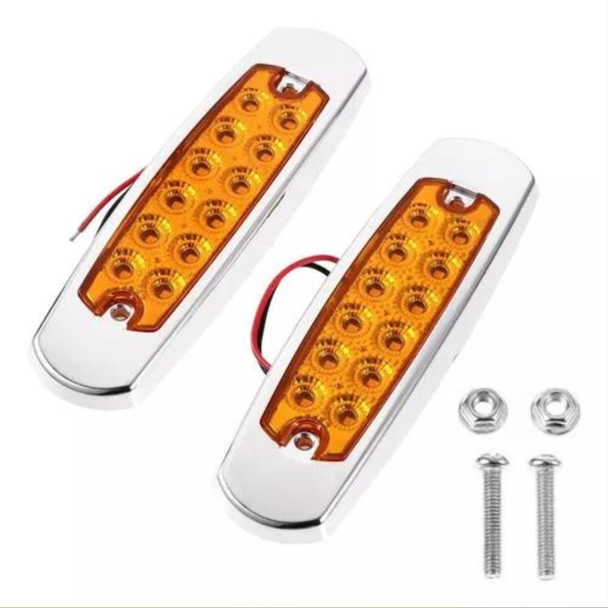 GENERICO - Par Foco Luz Lateral Led Bi-volts Trocha 12-24v LUZ Amarilla