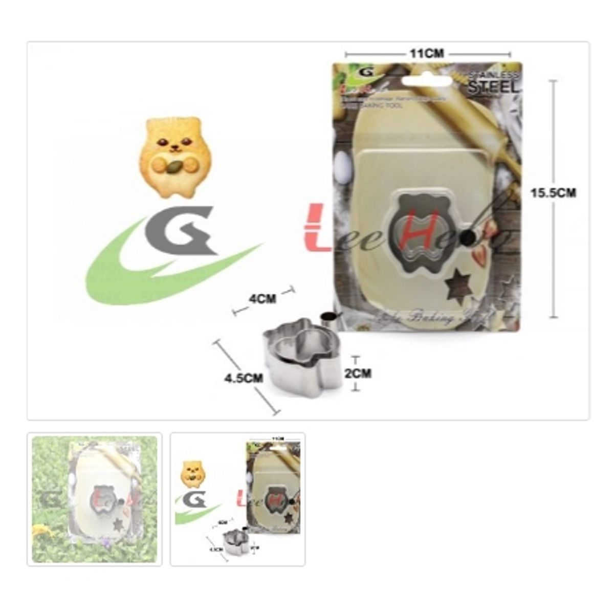 GENERICO - Cortador De Galletas 3 Piezas Metal Figura Rata