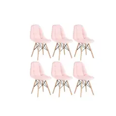 GENERICO - Pack 6 Sillas Capitone Rosadas