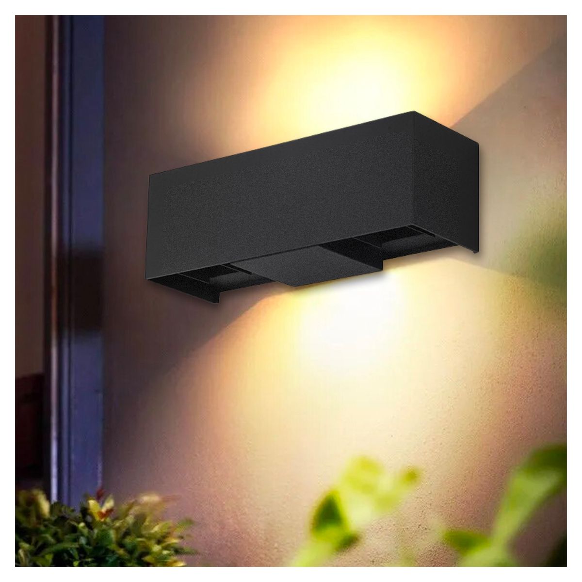HB LEDS - Pack 5 Apliqué LED Elegante Rectangular 4*3W Luz Cálida Negro