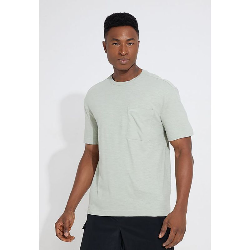 CALVIN KLEIN - Polera Pocket  Linen Blend Verde Calvin Klein