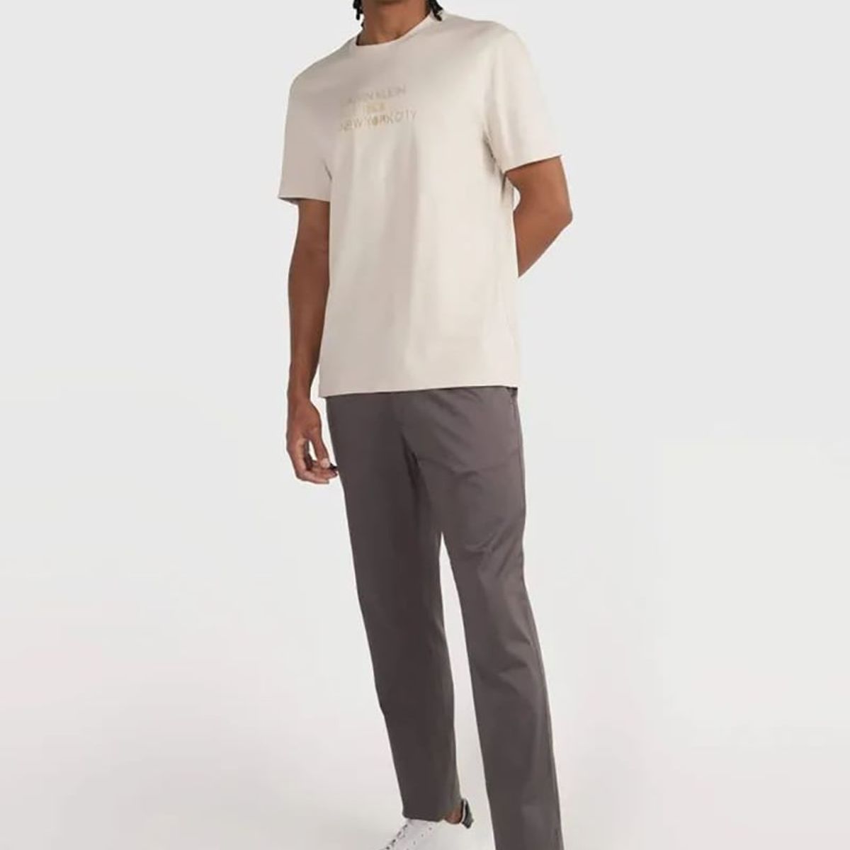 CALVIN KLEIN - Polera Mixed Print Stencil Beige Calvin Klein