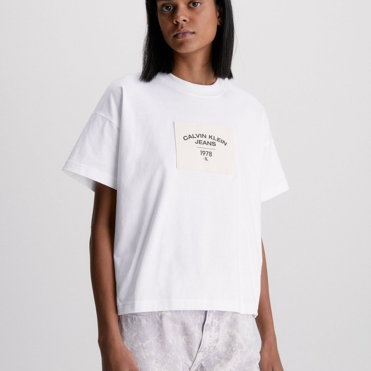 CALVIN KLEIN - Polera Canvas Patch  Blanco Calvin Klein