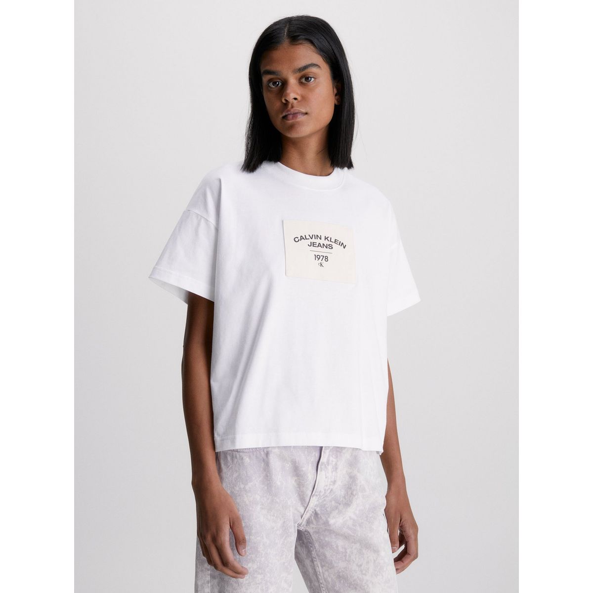 CALVIN KLEIN - Polera Canvas Patch  Blanco Calvin Klein