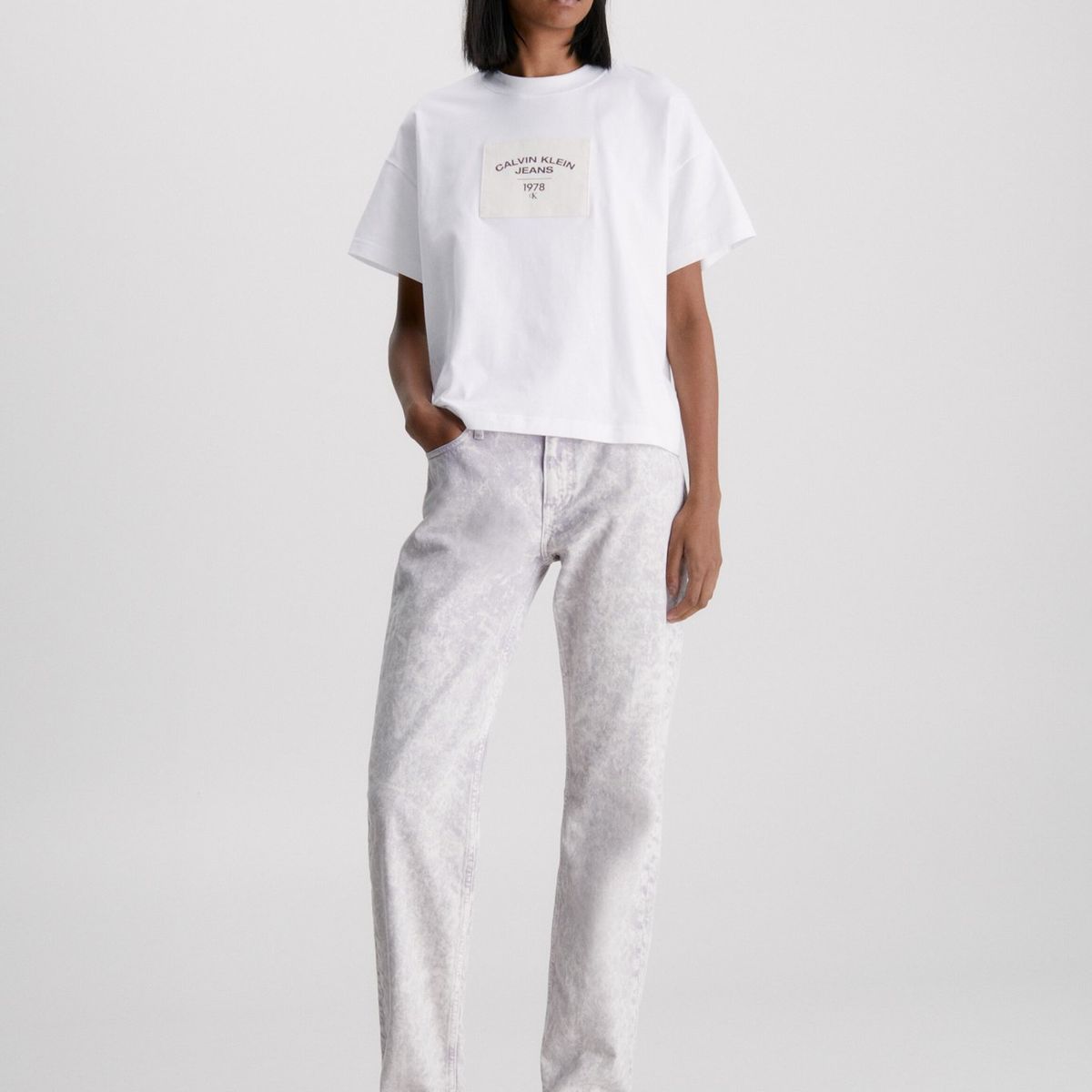 CALVIN KLEIN - Polera Canvas Patch  Blanco Calvin Klein