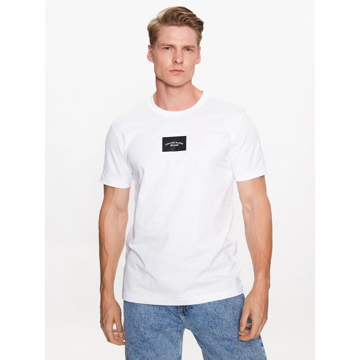 CALVIN KLEIN - Polera Small Center Box  Blanco Calvin Klein