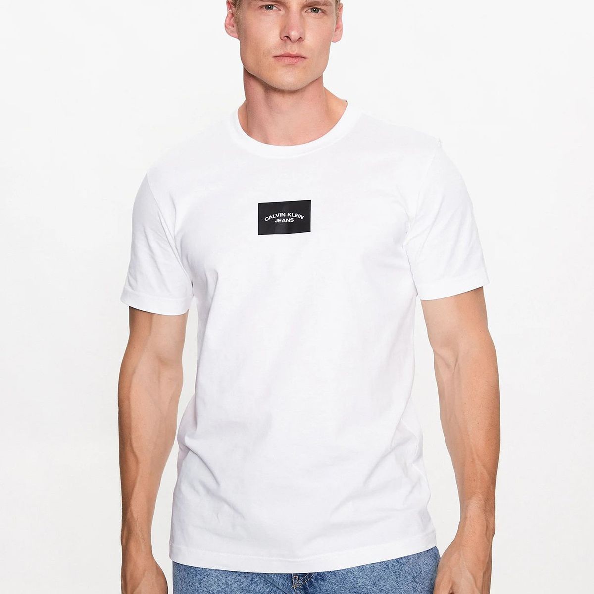 CALVIN KLEIN - Polera Small Center Box  Blanco Calvin Klein