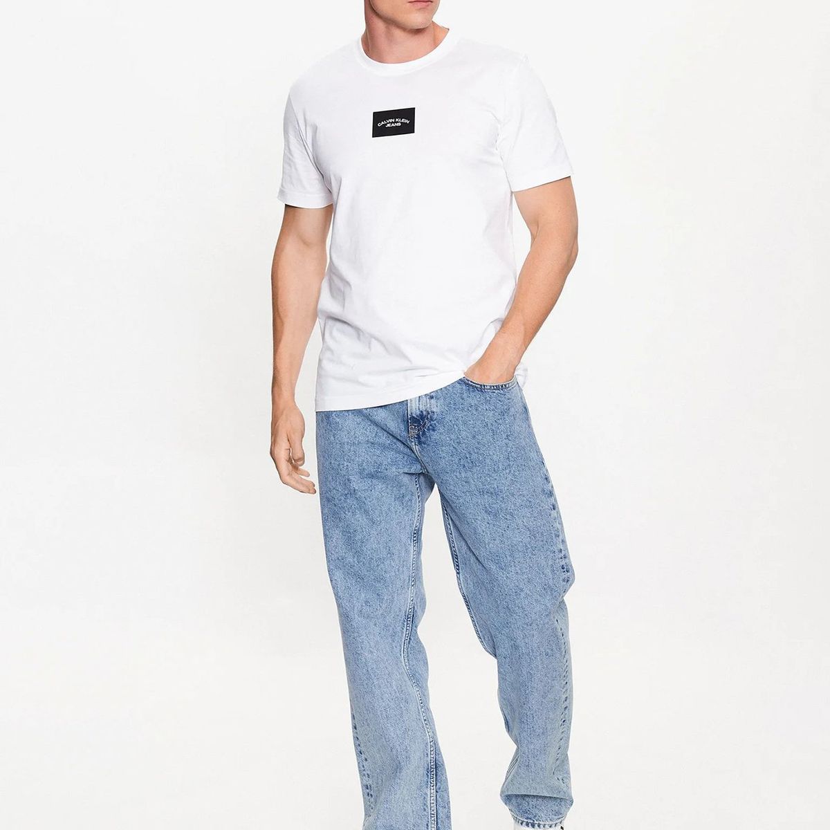 CALVIN KLEIN - Polera Small Center Box  Blanco Calvin Klein