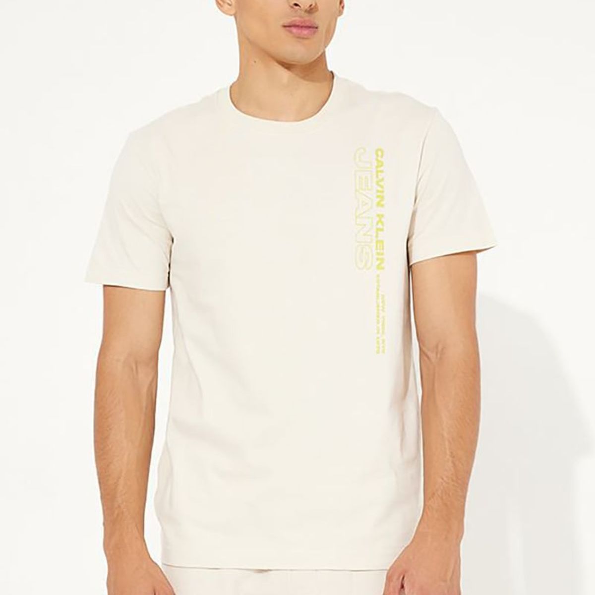 CALVIN KLEIN - Polera Stacked Logo  Beige Calvin Klein