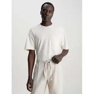 CALVIN KLEIN - Polera Pocket Linen Blend Blanco
