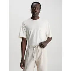 CALVIN KLEIN - Polera Pocket Linen Blend Blanco