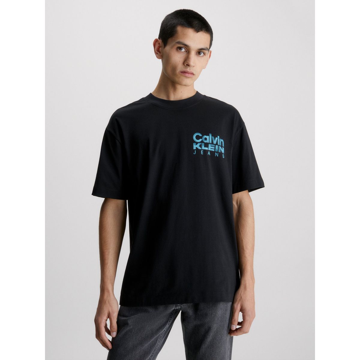 CALVIN KLEIN - Polera Bold Color Negro Calvin Klein