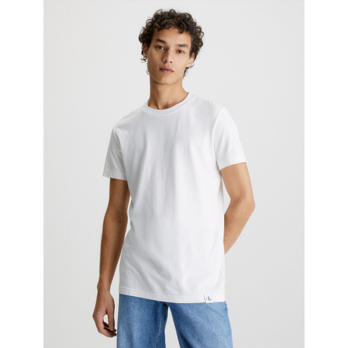 CALVIN KLEIN - Polera Logo Tab  Blanco Calvin Klein