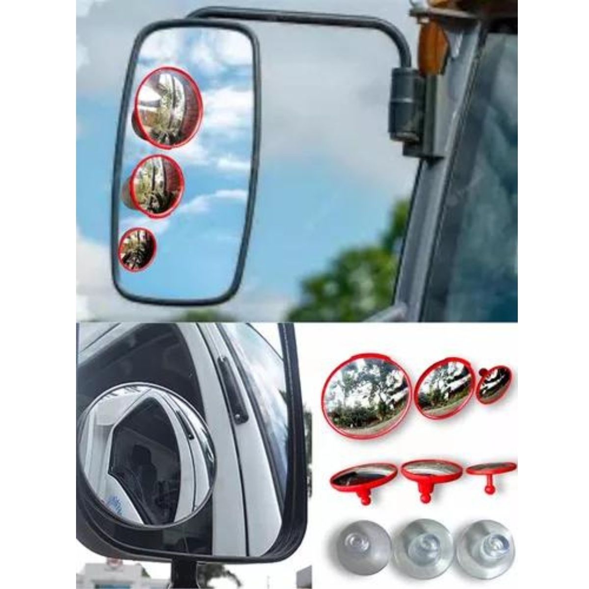 GENERICO - Espejo Lateral Retrovisor Punto Ciego 360° Triple Ojo De Pez