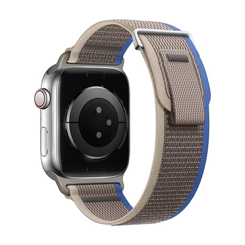GENERICO - Correa Trail Apple Watch Nylon Gris con azul 42 44 45mm