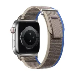 GENERICO - Correa Trail Apple Watch Nylon Gris con azul 42 44 45mm