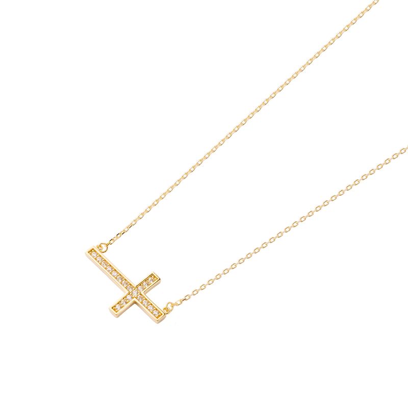 JB JOYAS BARON - Collares de Oro 18kt Modelo Cruz Chica de Circón