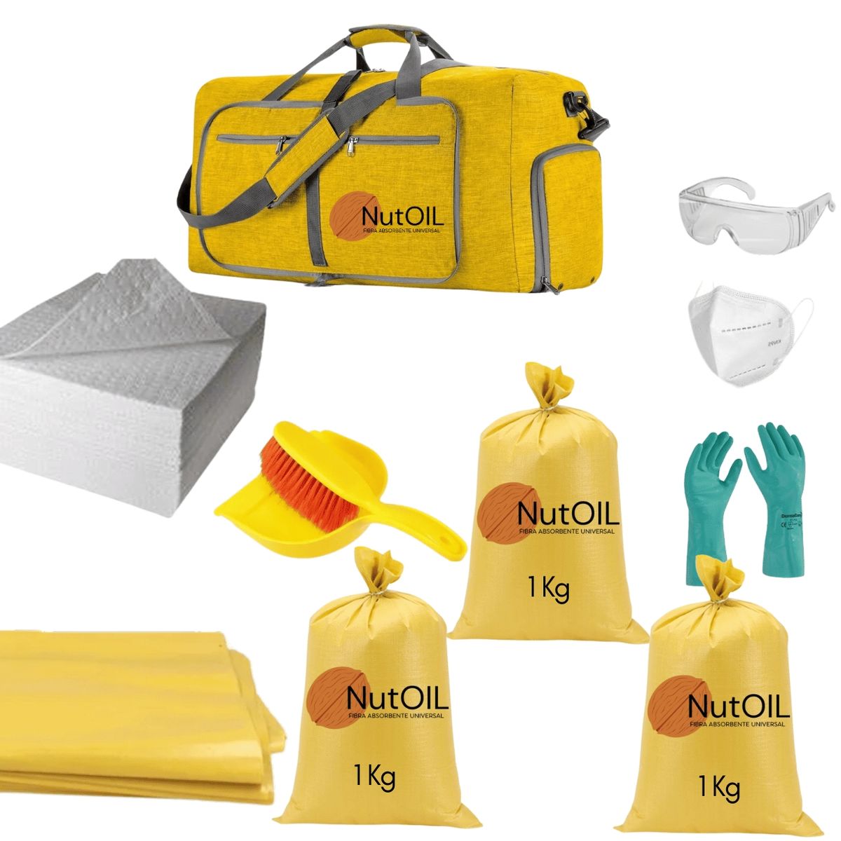 GENERICO - Kit Antiderrames Portatil 35 Litros universal múltiples aplicaciones